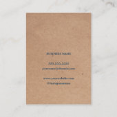 Carte De Visite Moderne Élégant imprimé Kraft bleu floral (Dos)