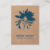 Carte De Visite Moderne Élégant imprimé Kraft bleu floral (Devant)