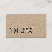 Carte De Visite Moderne Elegant Kraft Bold Monogram Consultant (Devant)