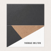 Carte De Visite Moderne Elegant Kraft Gris Blanc Géométrique (Extérieur déplié)