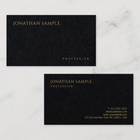 Carte De Visite Moderne Elegant Luxueux Premium Modèle noir (Devant / Derrière)