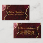 Carte De Visite Moderne Elégant Marbre Bourgogne Agate Géode Or (Devant / Derrière)