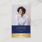 Carte De Visite Moderne Elegant Marine Gold CEO Photo professionne (Devant)