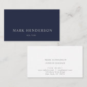 Carte De Visite Moderne Elegant Marine Professionnelle Bleu (Devant / Derrière)