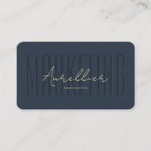 Carte De Visite Moderne Elegant Marketing Professionnel Bleu foncé (Devant)