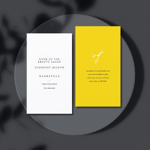 Carte De Visite Moderne Élégant Minimal Blanc Jaune Coiffeur