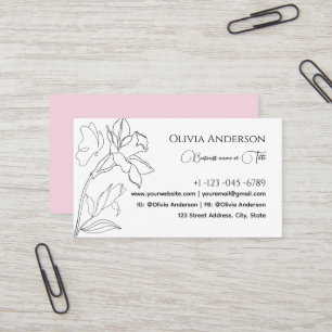 Carte De Visite Moderne Élégant Minimal Noir Et Rose