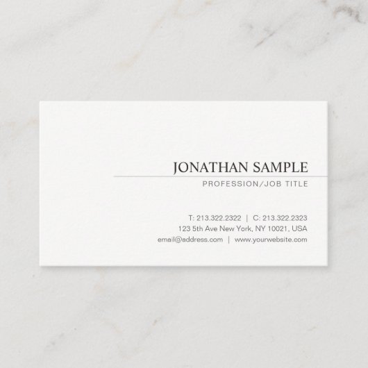 Carte De Visite Moderne Élégant minimaliste Professionnel Plain (Devant)