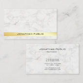 Carte De Visite Moderne Elegant Modèle en marbre doré professionne (Devant / Derrière)