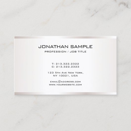Carte De Visite Moderne Élégant Modèle Professionnel Faux Argent (Devant)