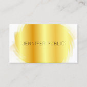 Carte De Visite Moderne Elégant Modèle simple Faux Or Blanc (Devant)