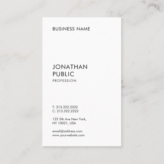 Carte De Visite Moderne Élégant Modèle simple Noir et Blanc (Dos)