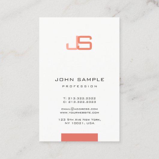 Carte De Visite Moderne Elegant Monogram Modèle tendance (Dos)