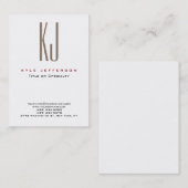 Carte De Visite Moderne élégant Monogramme blanc propre tendance (Devant / Derrière)