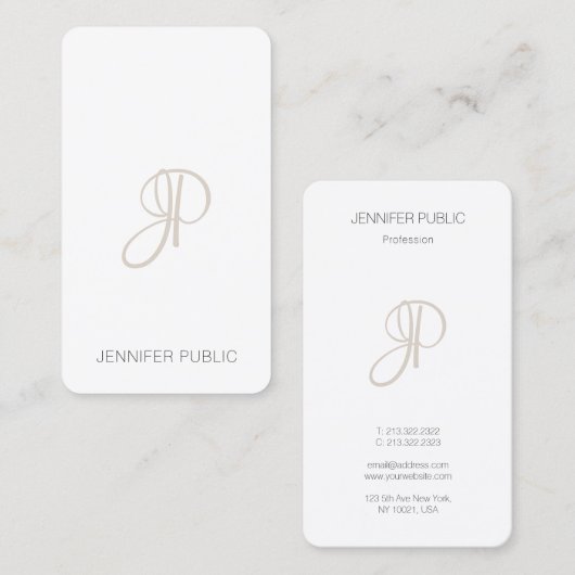 Carte De Visite Moderne Elegant Monogramme Design Modèle (Devant / Derrière)