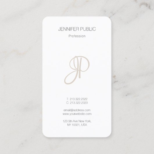 Carte De Visite Moderne Elegant Monogramme Design Modèle (Dos)