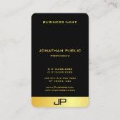 Carte De Visite Moderne Élégant Monogramme Faux Modèle Or (Dos)