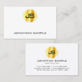 Carte De Visite Moderne Elégant Monogramme Faux Modèle Or (Devant / Derrière)