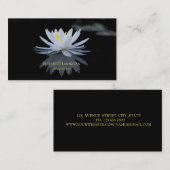 Carte De Visite Moderne Elégant noir, blanc Lotus (Devant / Derrière)
