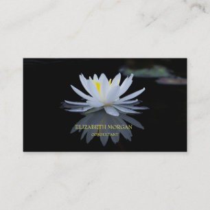 Carte De Visite Moderne Elégant noir, blanc Lotus