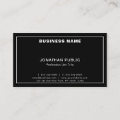 Carte De Visite Moderne Elegant Noir Blanc Simple Chic Plain (Dos)