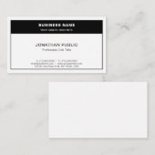 Carte De Visite Moderne Élégant Noir Blanc Simple Chic Simple (Devant / Derrière)