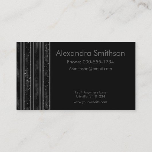 Carte De Visite Moderne Elégant noir et gris rayé (Dos)