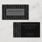 Carte De Visite Moderne Elégant noir et gris rayé (Devant / Derrière)