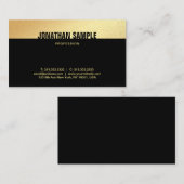 Carte De Visite Moderne Elegant Noir Et Or Modèle Créatif (Devant / Derrière)