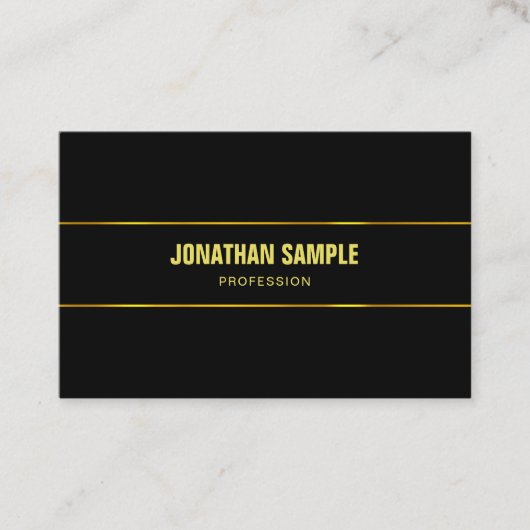 Carte De Visite Moderne Élégant Noir Et Or Modèle Glamour (Devant)