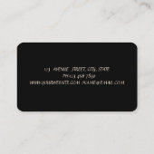 Carte De Visite Moderne Elégant Noir, Faux Or Floral (Dos)