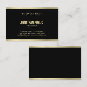 Carte De Visite Moderne Elégant Noir Or Sophistiqué Plain Luxe (Devant / Derrière)