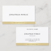 Carte De Visite Moderne Elegant Or Blanc Professionnel Simple (Devant / Derrière)