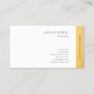 Carte De Visite Moderne Elegant Or Blanc Simple Design Plat