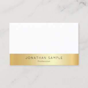 Carte De Visite Moderne Élégant Or Blanc Simple Modèle Sur Mesure