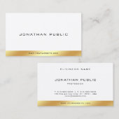 Carte De Visite Moderne Elegant Or Blanc Simple Modèle tendance (Devant / Derrière)