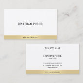 Carte De Visite Moderne Elegant Or Blanc Simple Professionnel (Devant / Derrière)