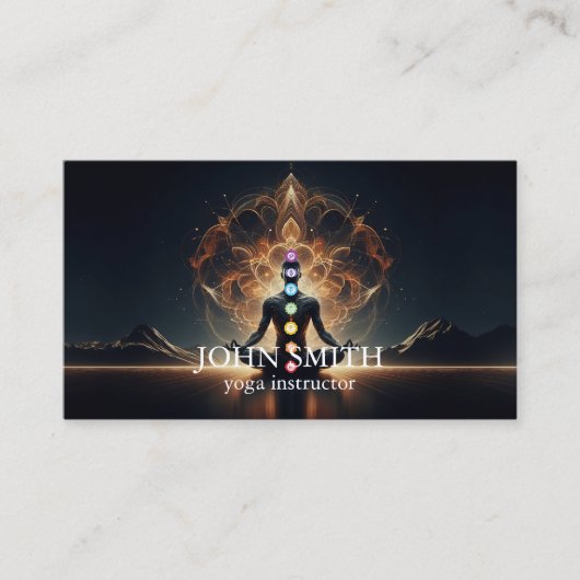 Carte De Visite Moderne Elégant or Chakra énergie spirituelle Yoga (Devant)