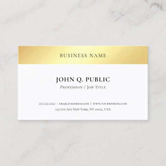 Carte De Visite Moderne Elegant Or Look Simple Modèle populaire (Devant)