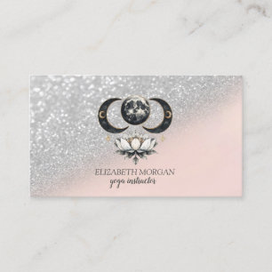 Carte De Visite Moderne Élégant Paillettes Argentées Bokeh Lotus L