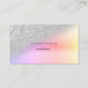 Carte De Visite Moderne Élégant Paillettes Argentées Bokeh Ombré