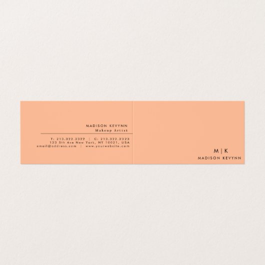 Carte De Visite Moderne Elegant Peach Fuzz Beauty Professional (Extérieur déplié)