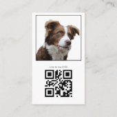 Carte De Visite Moderne Élégant Photo Dog Pet Social Media Code QR (Dos)