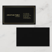 Carte De Visite Moderne Élégant Plain Or Noir Professionnel (Devant / Derrière)
