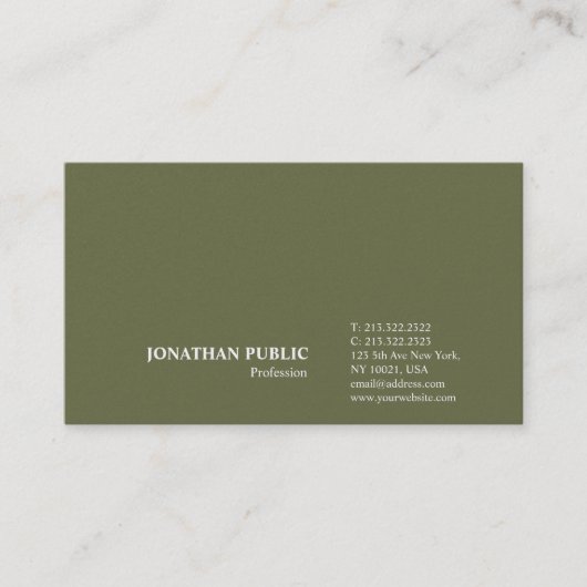 Carte De Visite Moderne élégant Plain Premium Pearl Finish Luxe (Devant)