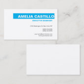 Carte De Visite Moderne Elegant Plain Premium Silk Bleu Blanc (Devant / Derrière)