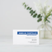 Carte De Visite Moderne Elegant Plain Premium Silk Bleu Blanc (Debout devant)