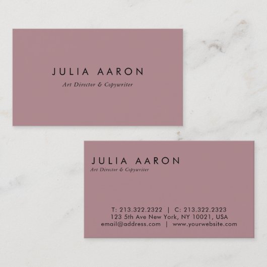 Carte De Visite Moderne Elegant Plain Professionnel brique Rouge (Devant / Derrière)