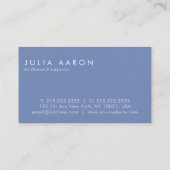 Carte De Visite Moderne Elegant Plain Professionnel Turquoise Bleu (Dos)