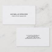 Carte De Visite Moderne élégant Plain Simple Noir Blanc (Devant / Derrière)